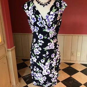 NWT- Ralph Lauren- Floral Fitted Dress (V Neck)
